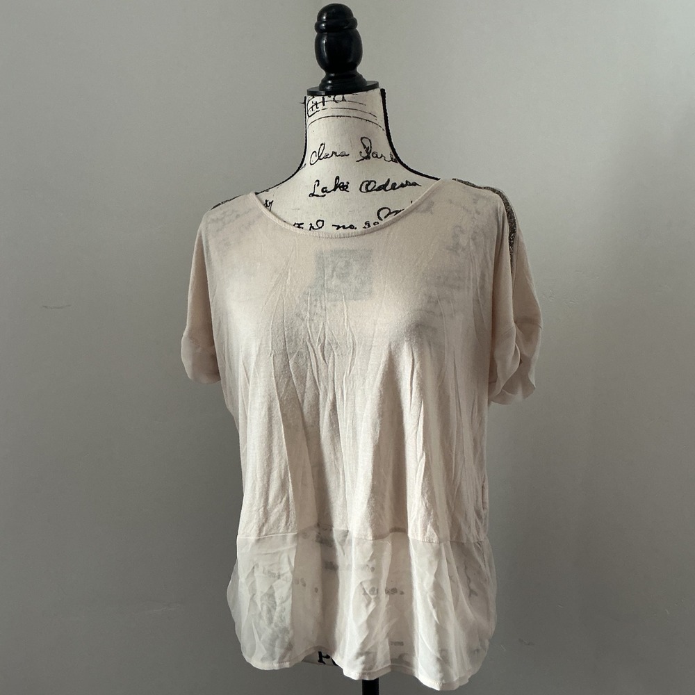 Juicy Couture Beige Modal Polyester Short Sleeve Top Size‎ M